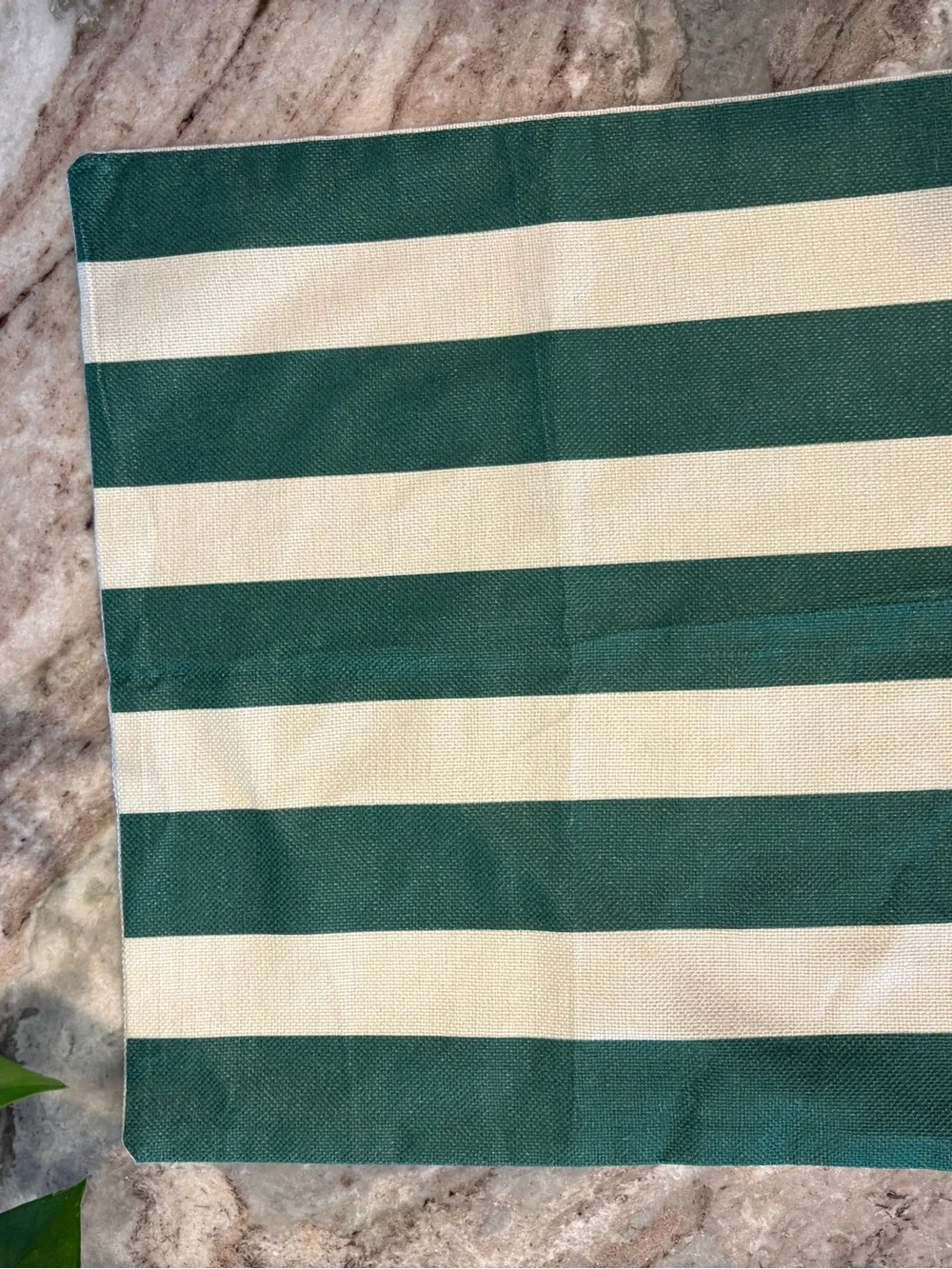 18x18 Hello Shamrocks & green and cream striped canvas pillow covers